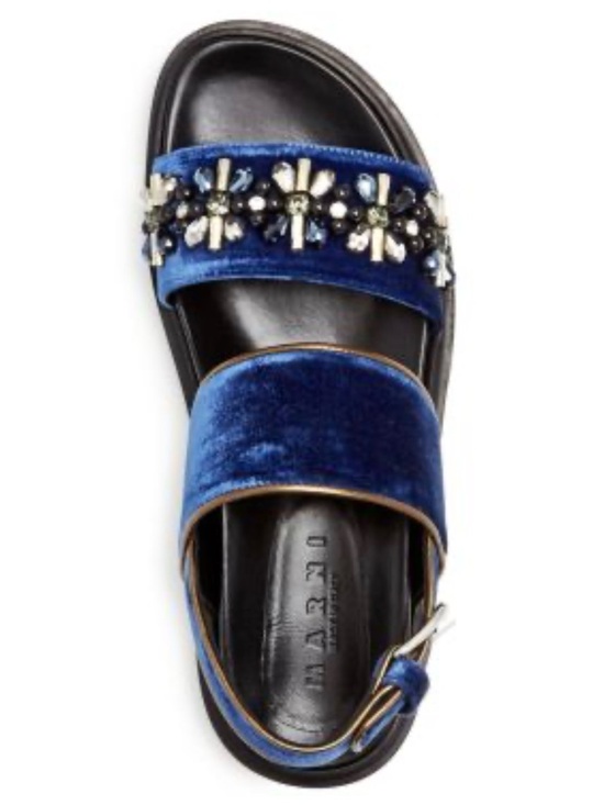 Marni Shoes - Marni Women's Fussbett Embellished Velvet Slingback Sandals
